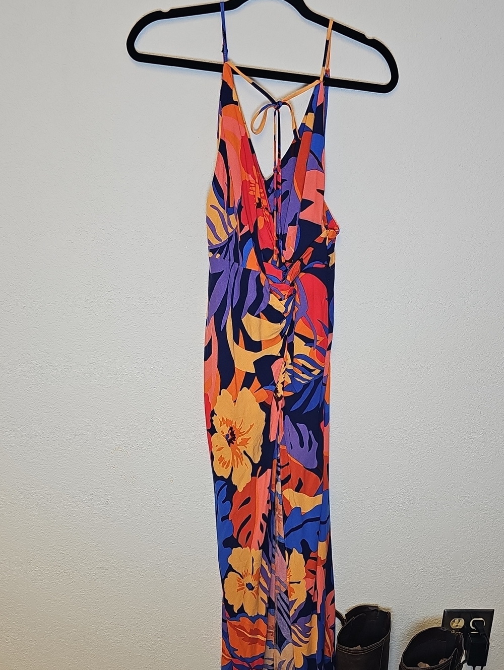 Forever 21 Vibrant Floral Maxi Dress Zipper Fits Med/Large Beautiful Rare Find